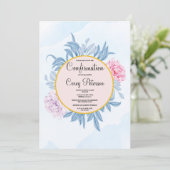 Blush Dusty Blue Watercolor Sukkulente Bestätigung Einladung (Stehend Vorderseite)