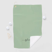 Blush Dusty Green Modern Girly Monogram Name Golfhandtuch (Insitu)