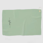 Blush Dusty Green Modern Girly Monogram Name Golfhandtuch (Horizontal)