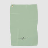 Blush Dusty Green Modern Girly Monogram Name Golfhandtuch (Vorderseite)