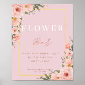 Blush Dusty Pink Blume Bar Brautparty Zeichen Poster (Vorne)