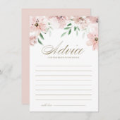 Blush Dusty Pink Blume Brautparty Hinweiskarte (Vorne/Hinten)