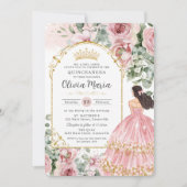 Blush Dusty Pink Blumenkleid Quinceañera Sweet 16 Einladung (Vorderseite)