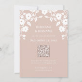 Blush Dusty Pink Foto QR Code Website Folk Floral Save The Date (Rückseite)