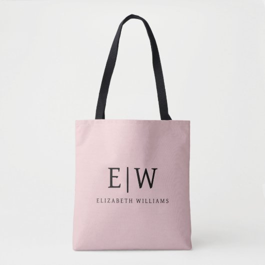 Blush Dusty Pink Girly Script Monogram Modern Tasche (Vorderseite)