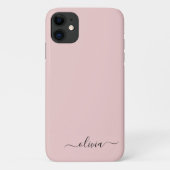 Blush Dusty Pink Girly Script Monogram Name Modern Case-Mate iPhone Hülle (Rückseite)