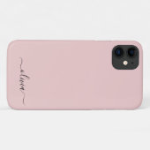 Blush Dusty Pink Girly Script Monogram Name Modern Case-Mate iPhone Hülle (Rückseite (Horizontal))
