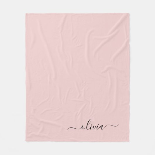 Blush Dusty Pink Girly Script Monogram Name Modern Fleecedecke (Vorderseite)