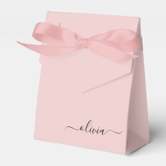 Blush Dusty Pink Girly Script Monogram Name Modern Geschenkschachtel (Vorderseite)
