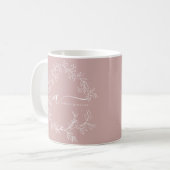 Blush Dusty Pink Girly Script Monogram Name Modern Kaffeetasse (Vorderseite Links)