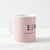 Blush Dusty Pink Girly Script Monogram Name Modern Kaffeetasse (Vorderseite Links)