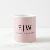 Blush Dusty Pink Girly Script Monogram Name Modern Kaffeetasse (Mittel)