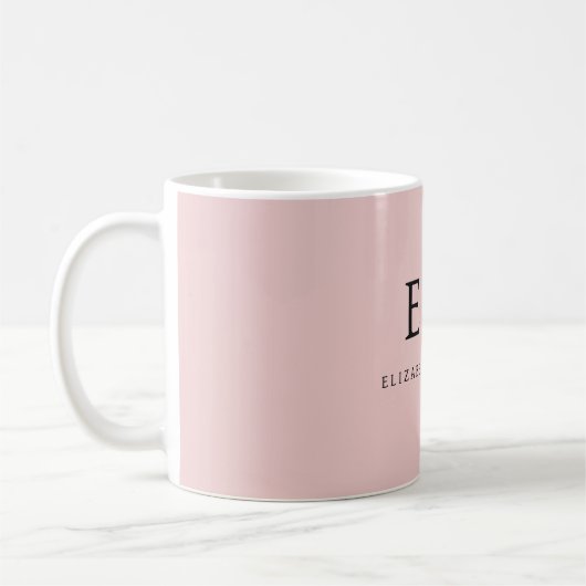 Blush Dusty Pink Girly Script Monogram Name Modern Kaffeetasse (Links)
