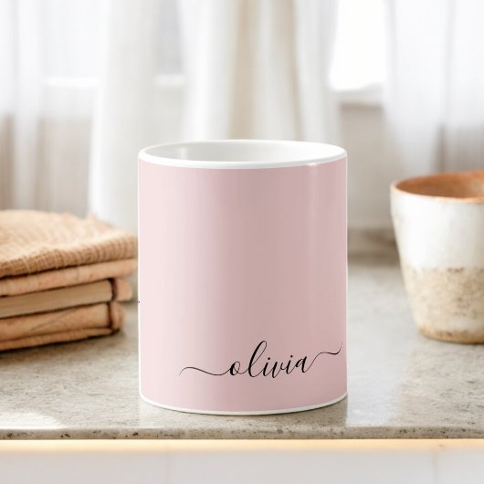 Blush Dusty Pink Girly Script Monogram Name Modern Kaffeetasse