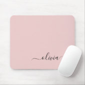 Blush Dusty Pink Girly Script Monogram Name Modern Mousepad (Mit Mouse)
