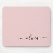 Blush Dusty Pink Girly Script Monogram Name Modern Mousepad (Vorne)
