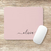 Blush Dusty Pink Girly Script Monogram Name Modern Mousepad