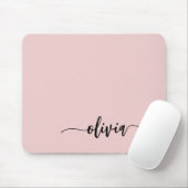 Blush Dusty Pink Girly Script Monogram Name Modern Mousepad (Mit Mouse)