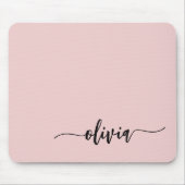 Blush Dusty Pink Girly Script Monogram Name Modern Mousepad (Vorne)