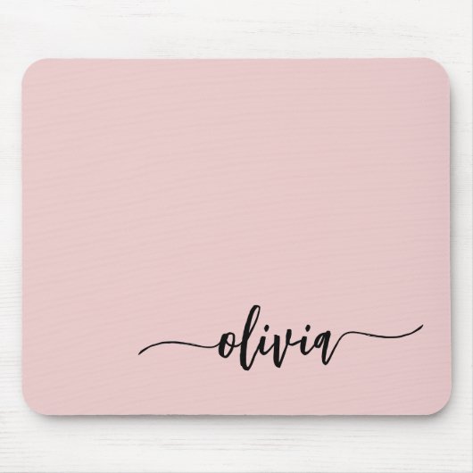 Blush Dusty Pink Girly Script Monogram Name Modern Mousepad (Vorne)