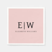 Blush Dusty Pink Girly Script Monogram Name Modern Serviette (Vorderseite)