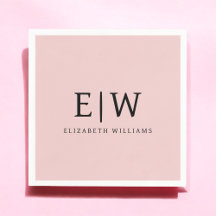 Blush Dusty Pink Girly Script Monogram Name Modern