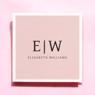 Blush Dusty Pink Girly Script Monogram Name Modern Serviette