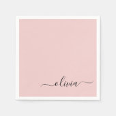 Blush Dusty Pink Girly Script Monogram Name Modern Serviette (Vorderseite)