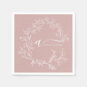 Blush Dusty Pink Girly Script Monogram Name Modern Serviette (Vorderseite)