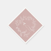 Blush Dusty Pink Girly Script Monogram Name Modern Serviette (Ecke)