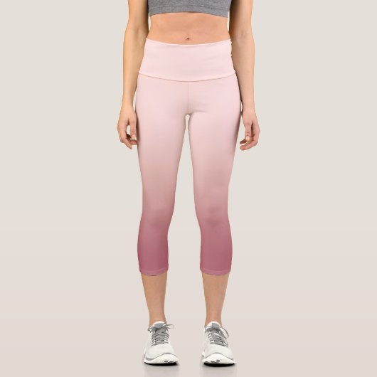 Blush Dusty Pink Gradient Capri Leggings (Vorderseite)