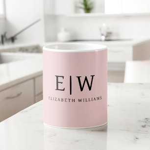Blush Dusty Pink Mädchenname im modernen Monogramm Kaffeetasse
