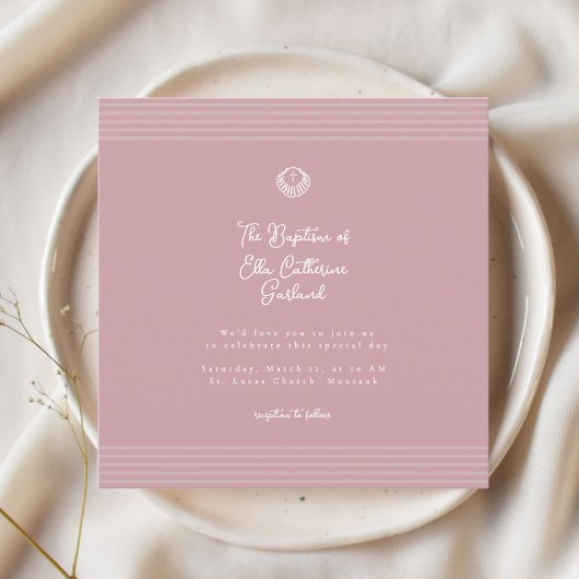 Blush dusty pink modern baptism Invitation Einladung