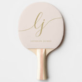 Blush Dusty Pink Modern Gold Script Monogram Name Tischtennis Schläger (Vorderseite)
