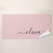 Blush Dusty Pink Modern Script Girl Monogram Name Badehandtuch (Badehandtuch)