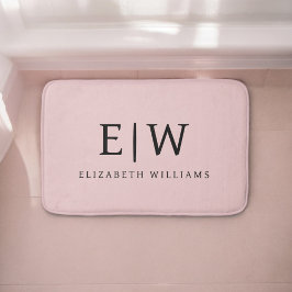 Blush Dusty Pink Modern Script Girl Monogram Name Badematte