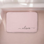 Blush Dusty Pink Modern Script Girl Monogram Name Badematte