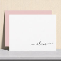 Blush Dusty Pink Modern Script Girl Monogram Name