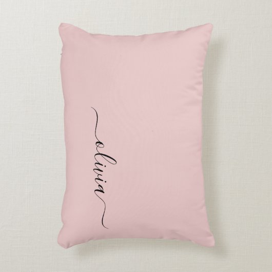 Blush Dusty Pink Modern Script Girl Monogram Name Dekokissen (Vorderseite(Vertikal))
