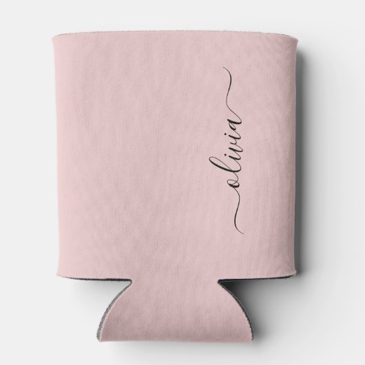 Blush Dusty Pink Modern Script Girl Monogram Name Dosenkühler (Rückseite)