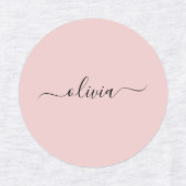 Blush Dusty Pink Modern Script Girl Monogram Name Etiketten (Design 1)