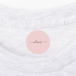 Blush Dusty Pink Modern Script Girl Monogram Name Etiketten