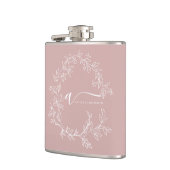 Blush Dusty Pink Modern Script Girl Monogram Name Flachmann (Links)