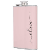 Blush Dusty Pink Modern Script Girl Monogram Name Flachmann (Links)