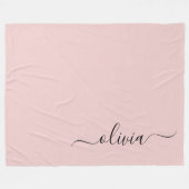 Blush Dusty Pink Modern Script Girl Monogram Name Fleecedecke (Vorderseite (Horizontal))
