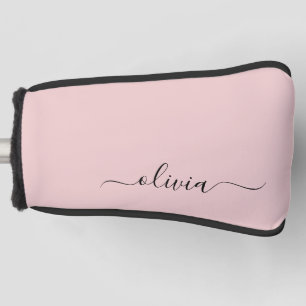 Blush Dusty Pink Modern Script Girl Monogram Name Golf Headcover
