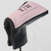 Blush Dusty Pink Modern Script Girl Monogram Name Golf Headcover (3/4 Vorderseite)