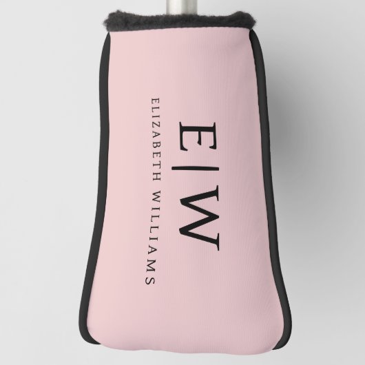 Blush Dusty Pink Modern Script Girl Monogram Name Golf Headcover (Rotieren 90)
