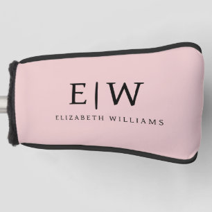 Blush Dusty Pink Modern Script Girl Monogram Name Golf Headcover