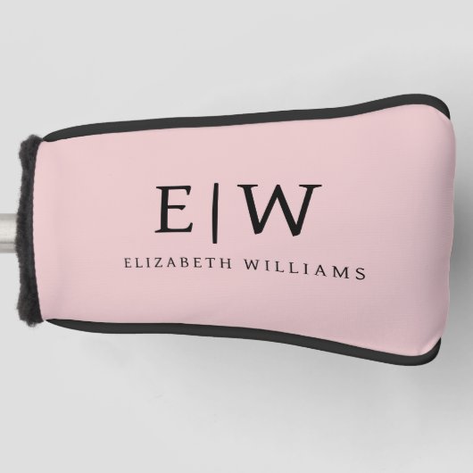 Blush Dusty Pink Modern Script Girl Monogram Name Golf Headcover (Vorderseite)